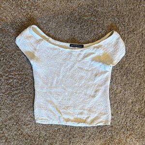Brandy Melville White Off-Shoulder Crop Top